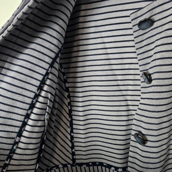 CAbi Size M Dappled Stripe Car Coat Gray/Navy Button Front Pockets Stret… - Picture 9 of 10